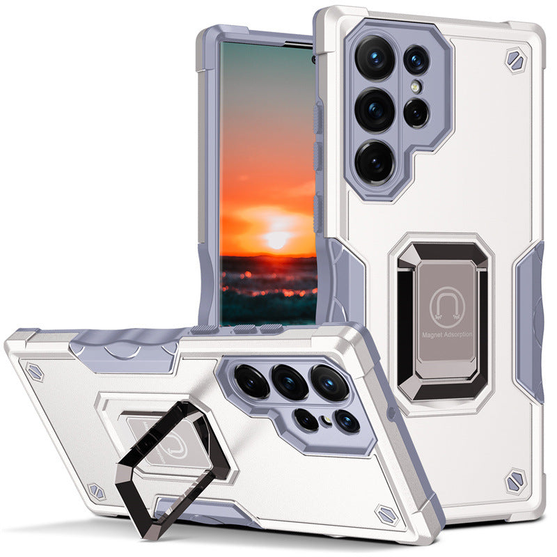 Double layer shock-absorbing magnetic bracket phone case suitable for Samsung