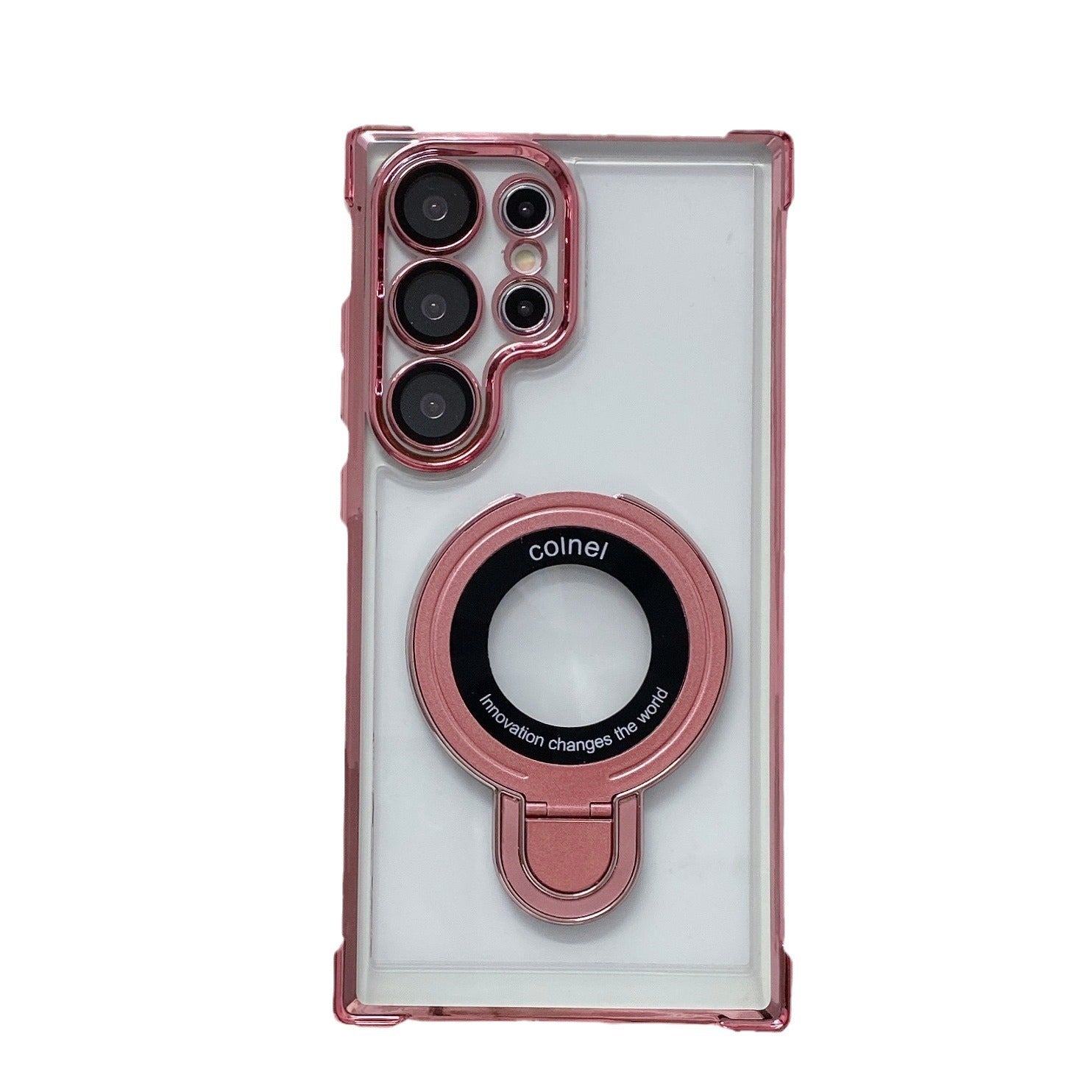 Transparent Four Corner Magnetic Bracket Phone Case For Samsung