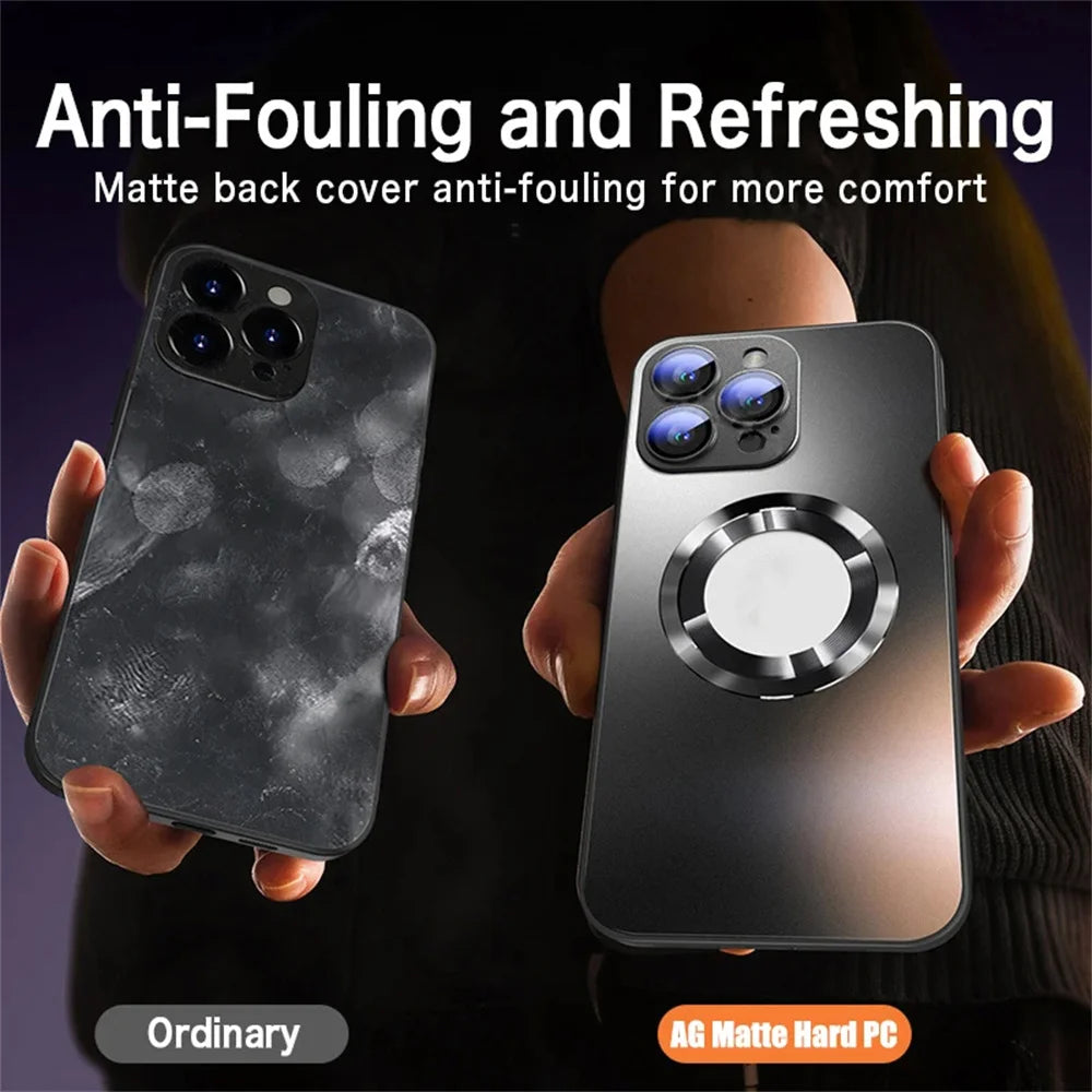 Original AG Frosted Glass Magnetic Phone Case For iPhone
