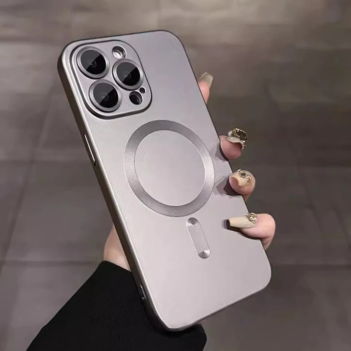 Plain Liquid Silicone Soft Magnetic Wireless Charge Case For iPhone