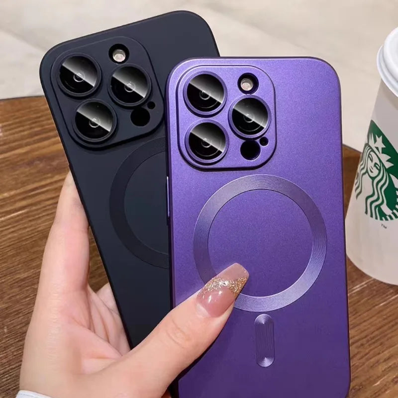 Plain Liquid Silicone Soft Magnetic Wireless Charge Case For iPhone