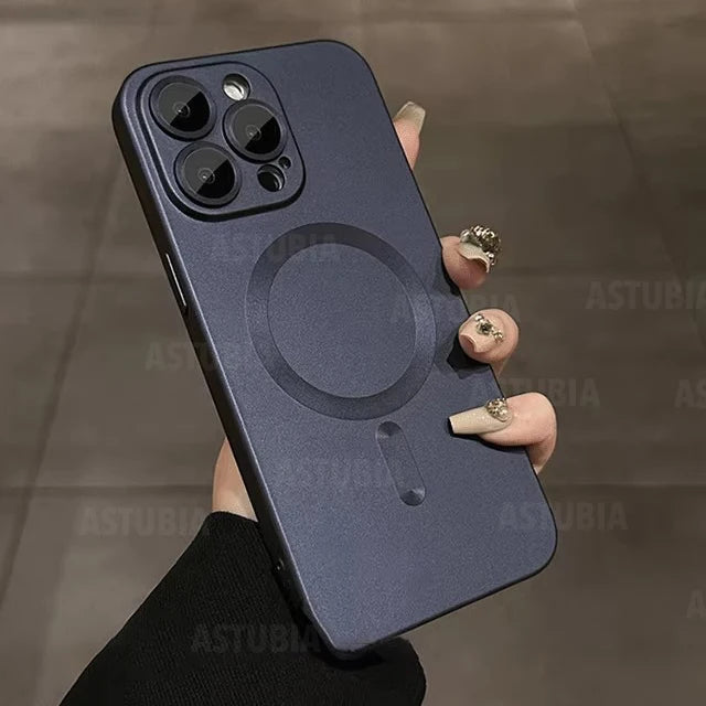 Plain Liquid Silicone Soft Magnetic Wireless Charge Case For iPhone