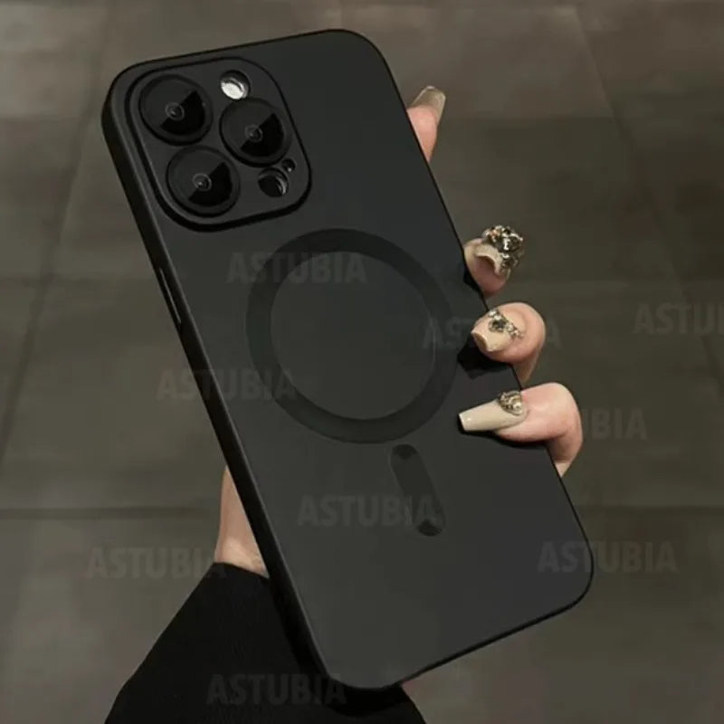 Plain Liquid Silicone Soft Magnetic Wireless Charge Case For iPhone