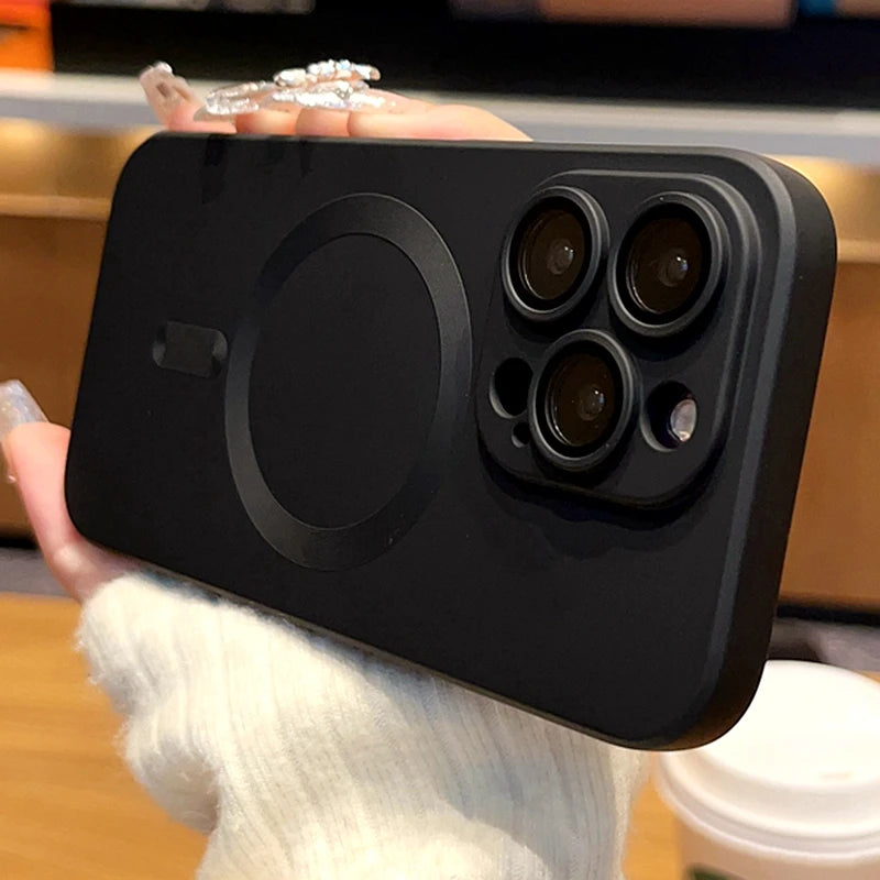 Plain Liquid Silicone Soft Magnetic Wireless Charge Case For iPhone