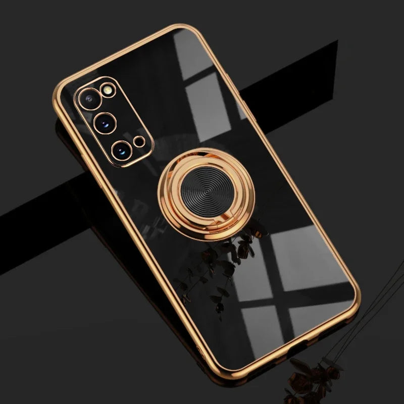 Solid color all inclusive lens with circular holder phone case suitable for Samsung