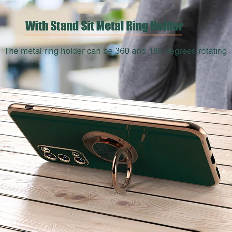 Solid color all inclusive lens with circular holder phone case suitable for Samsung