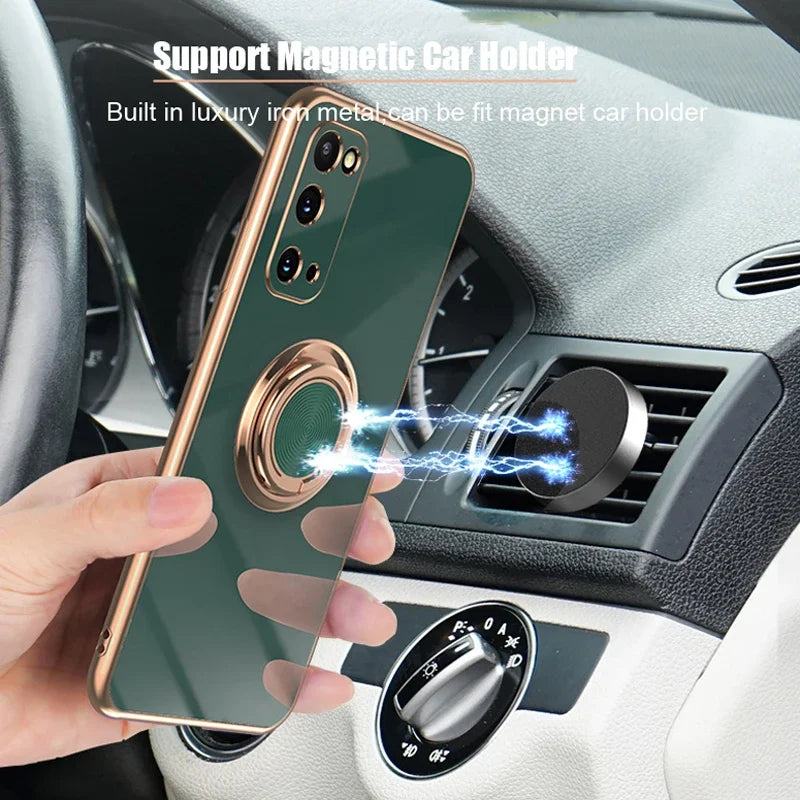 Solid color all inclusive lens with circular holder phone case suitable for Samsung