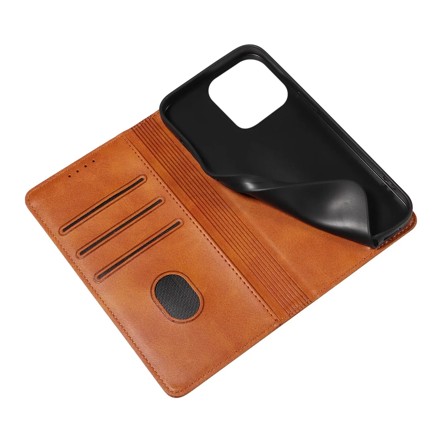 Retro leather Magnetic flip phone case For iphone