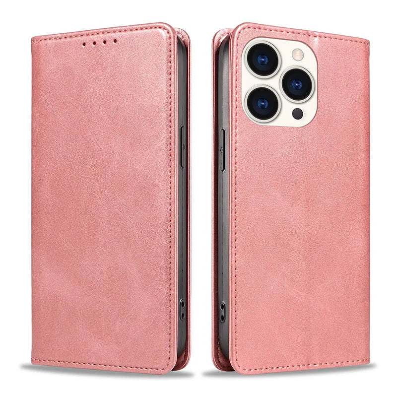 Retro leather Magnetic flip phone case For iphone