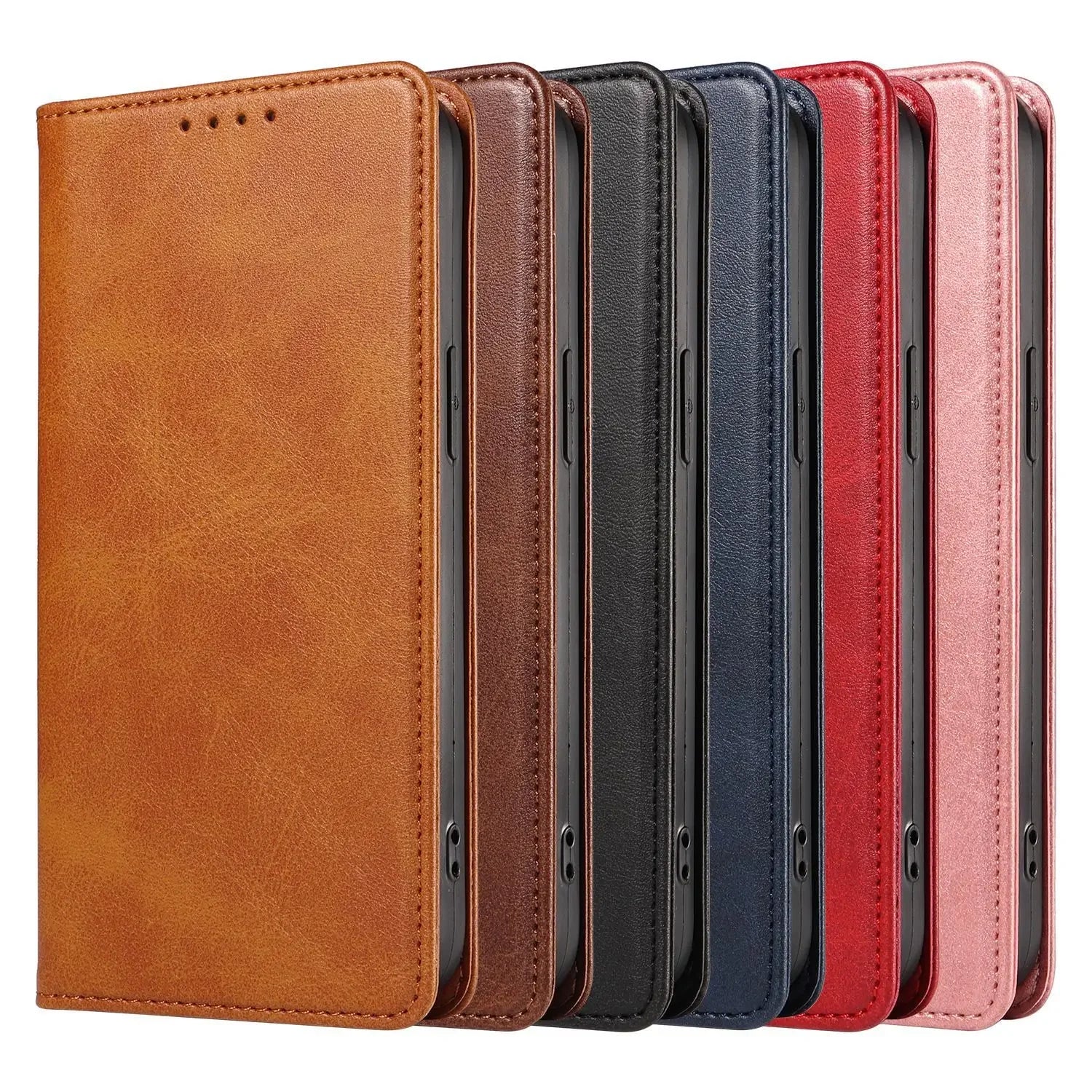 Retro leather Magnetic flip phone case For iphone