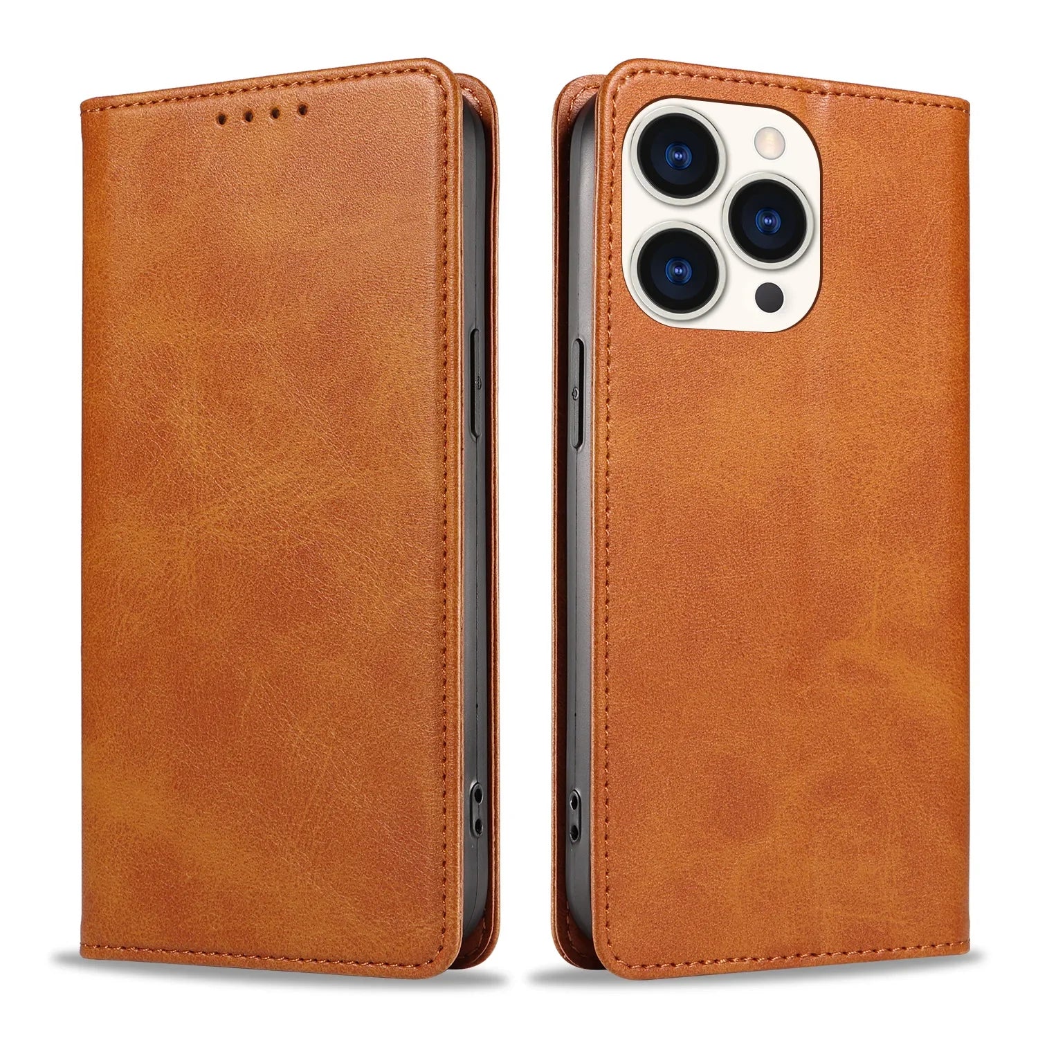 Retro leather Magnetic flip phone case For iphone