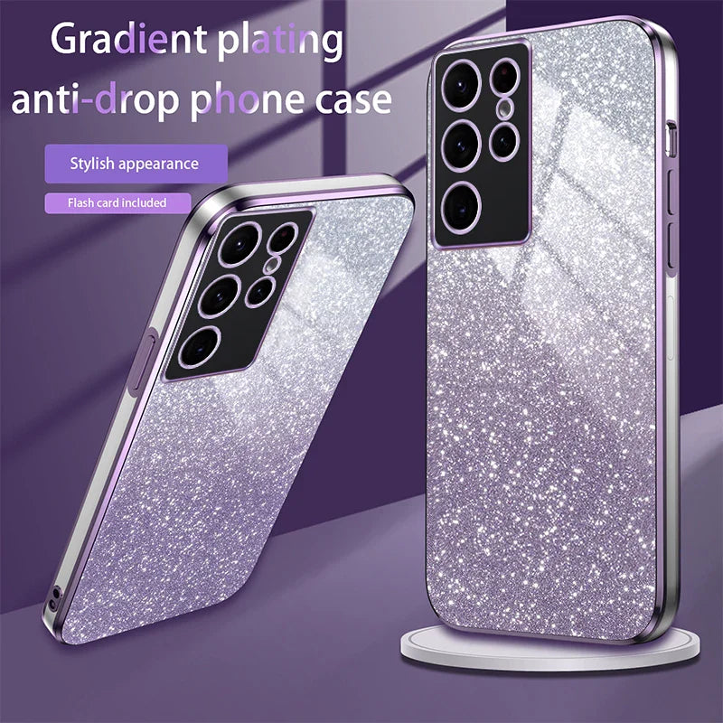 Glitter Plating Stand Holder Magnetic Case For Samsung