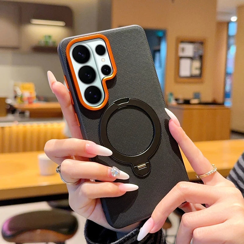 360°Rotating Magnet Ring Magnetic Folding Stand Phone Case For Samsung