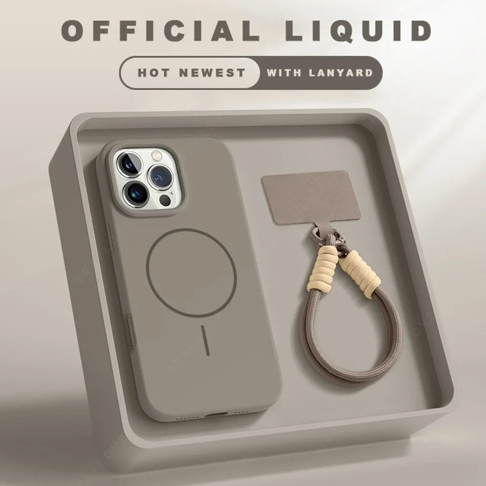 Silicone solid color lanyard phone case for iPhone