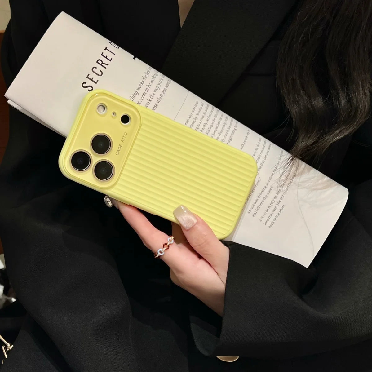 Luxury Stripes Corrugated Large Window Phone Case For iPhone