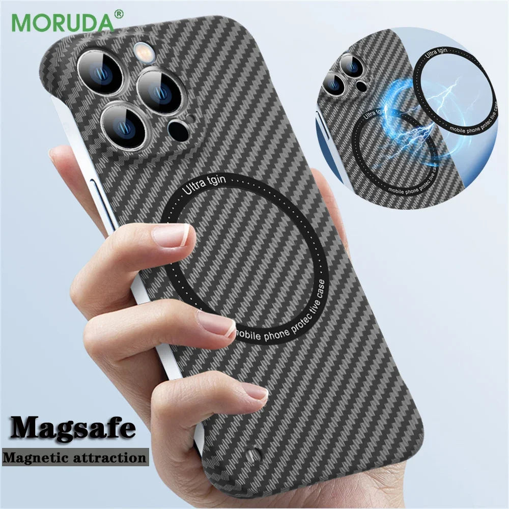 Ultra thin carbon fiber magnetic phone case suitable for iPhone