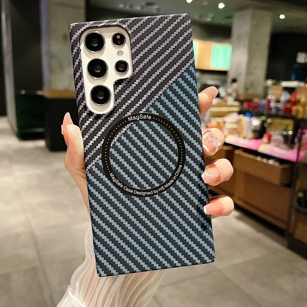 Carbon Fiber Magnetic Cover For Samsung For Magsafe