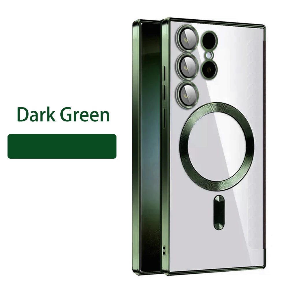 Magnetic plated transparent phone case for Samsung