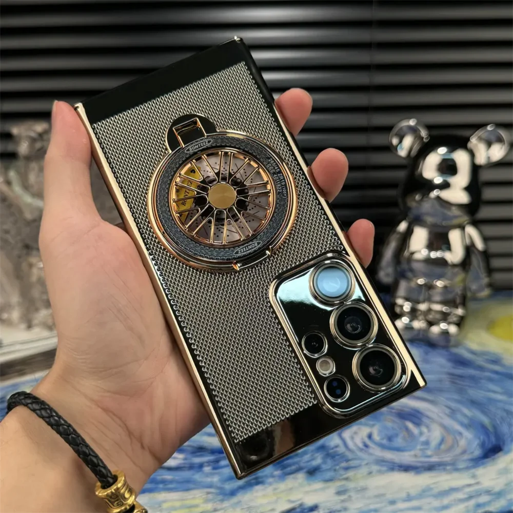 Metal hard shell rotating bracket phone case suitable for Samsung