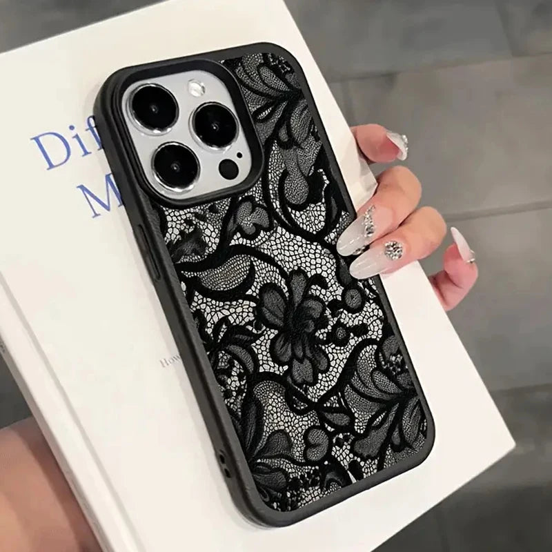 New Style Black Lace Pattern Phone Case For iPhone