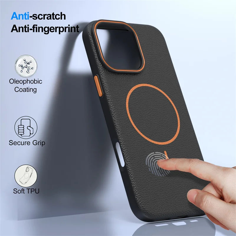 Ultra thin and simple lychee pattern phone case for iPhone