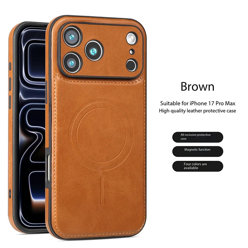Luxury Magnetic Leather Case for Apple iPhone MagSafe Cover