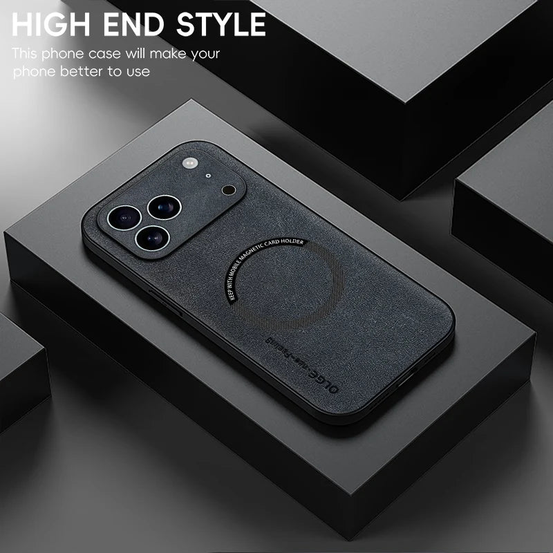 Luxury Leather Magnetic Phone Case For iPhone For Magsafe