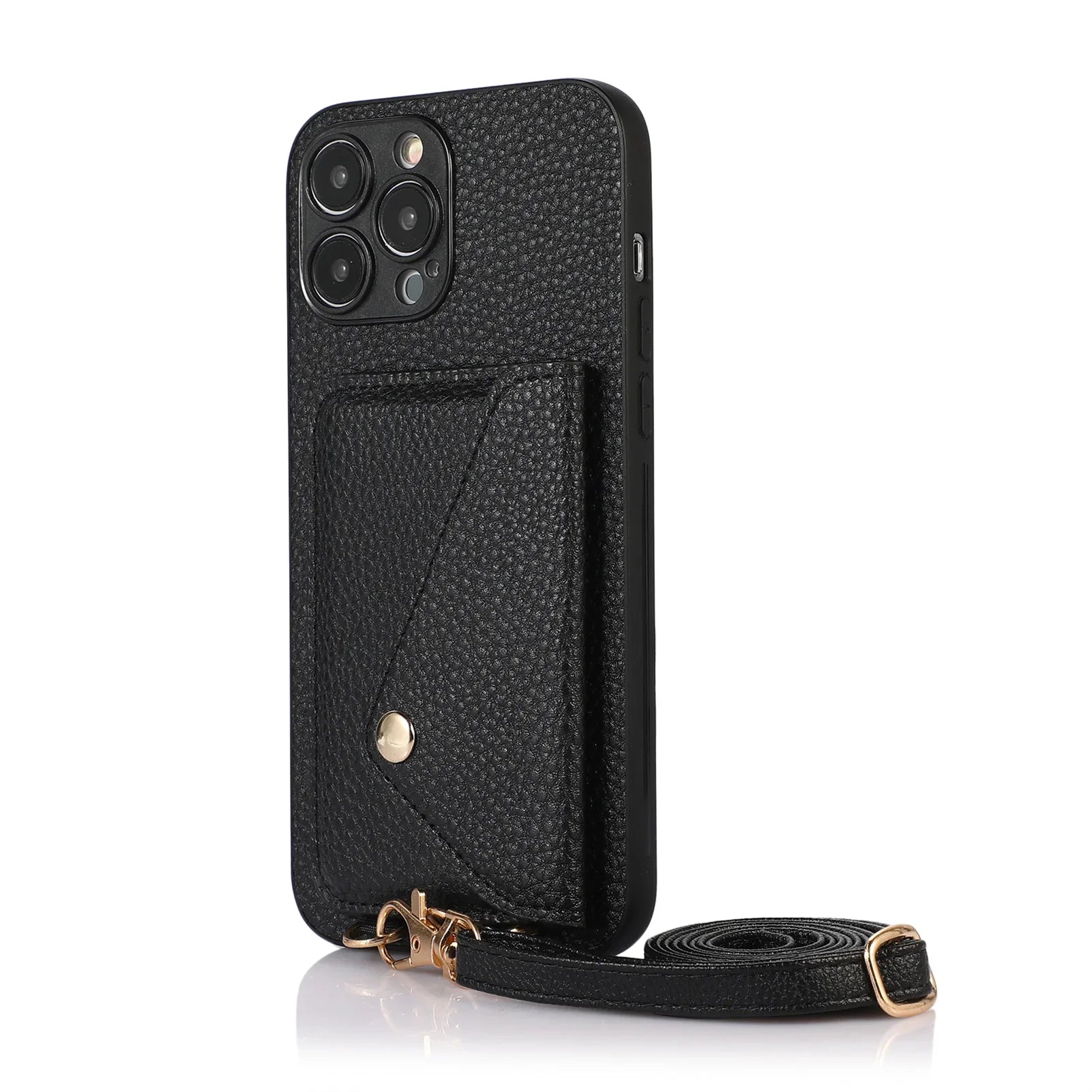 Leather Phone Case Wallet & Crossbody Strap For iPhone