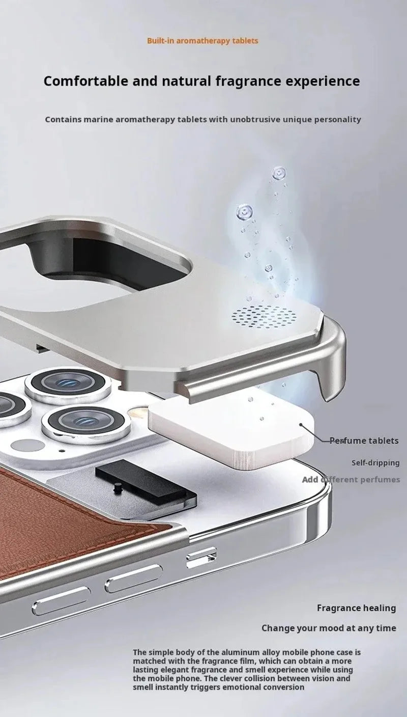 Luxury Magnetic Leather Aromatherapy Case For iPhone