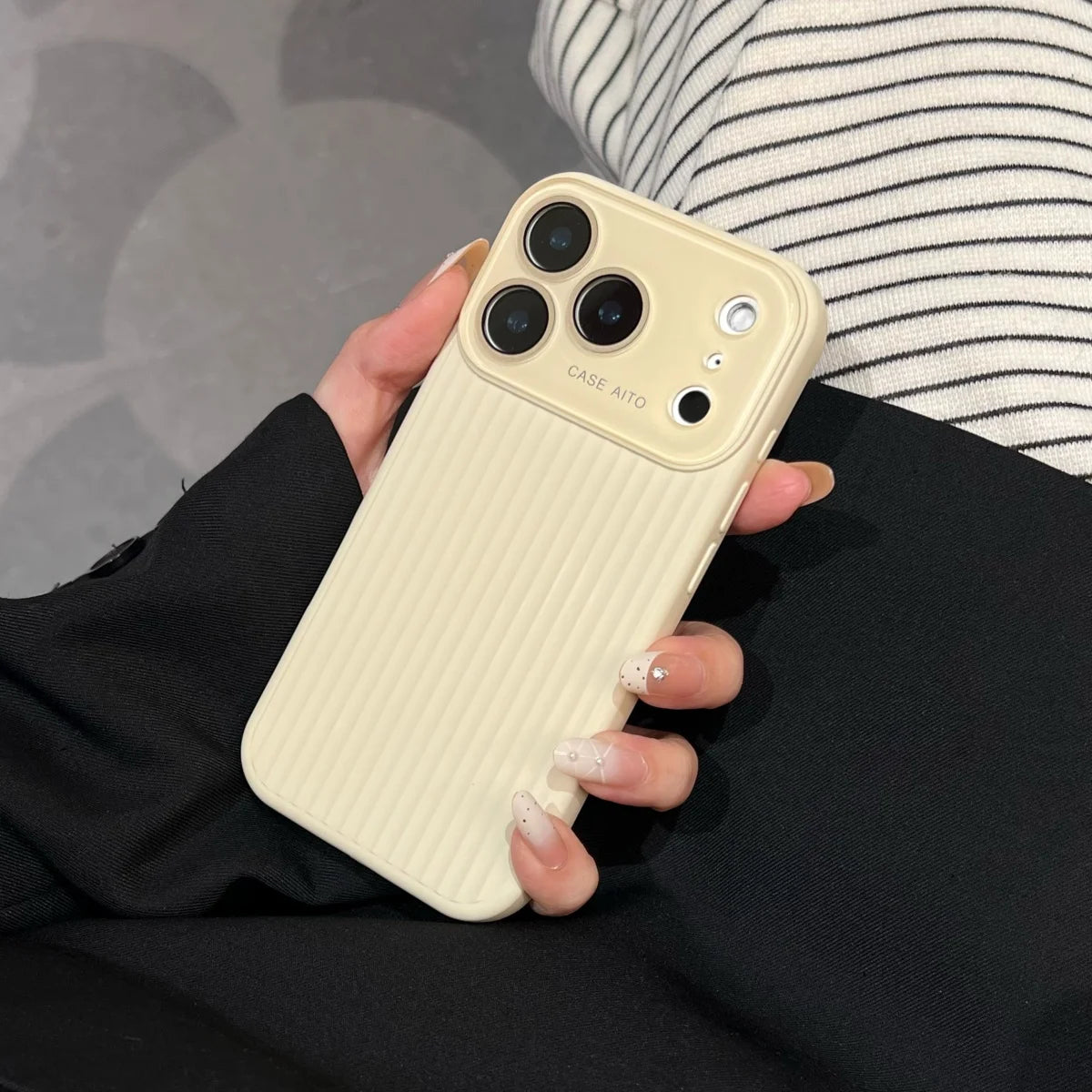 Luxury Stripes Corrugated Large Window Phone Case For iPhone