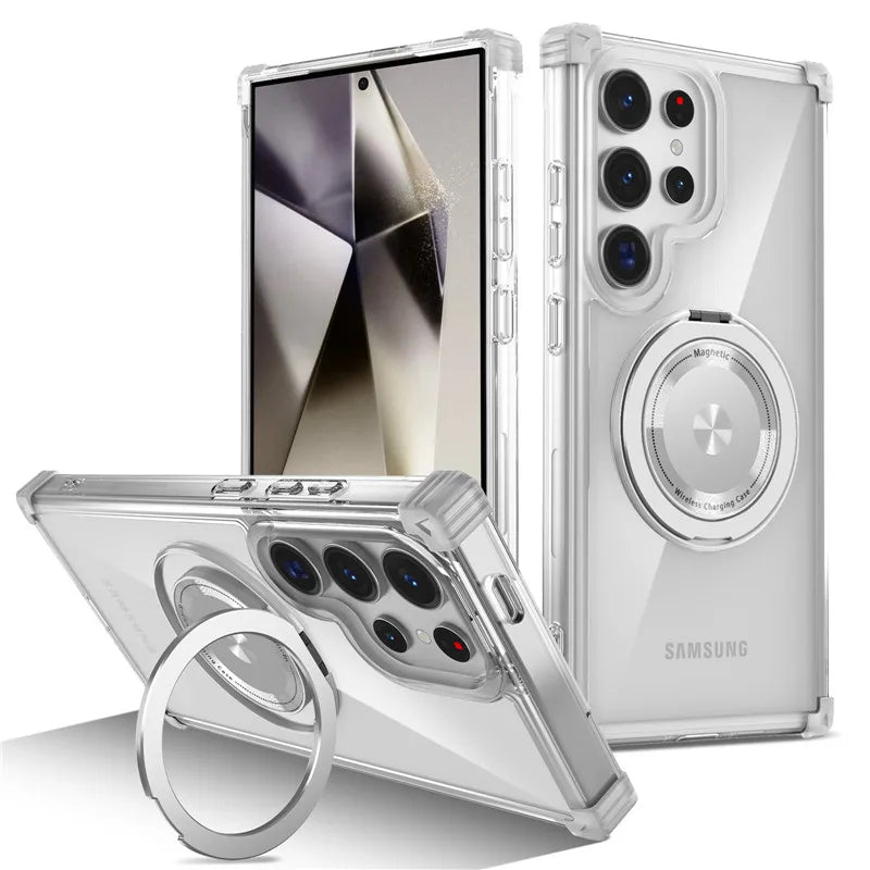 Four-Corner Anti-Collision Magnetic Stand Phone Case For Samsung Galaxy