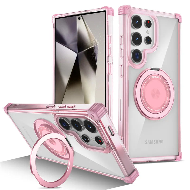 Four-Corner Anti-Collision Magnetic Stand Phone Case For Samsung Galaxy