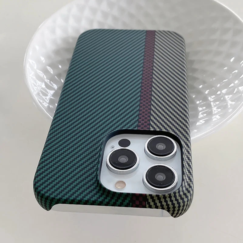 Luxury carbon fiber patterned frameless phone case for iPhone