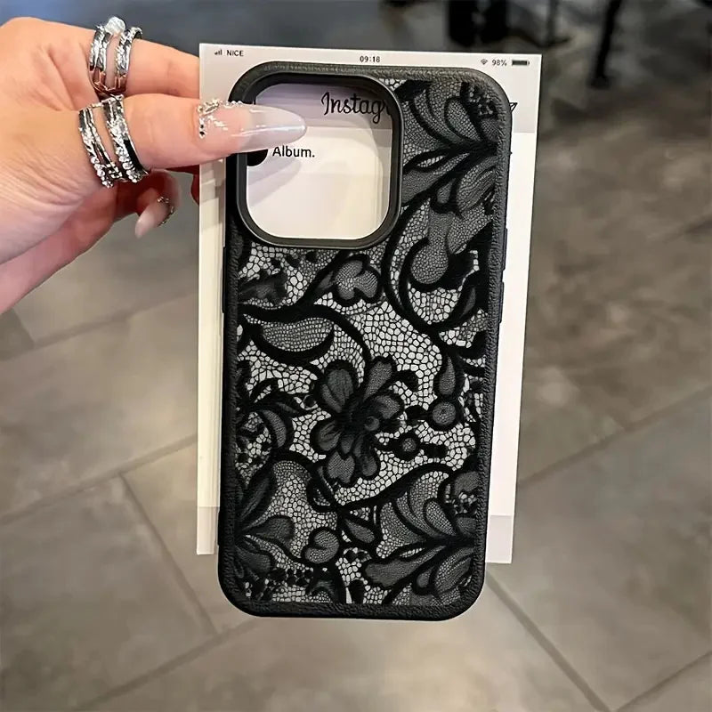 New Style Black Lace Pattern Phone Case For iPhone