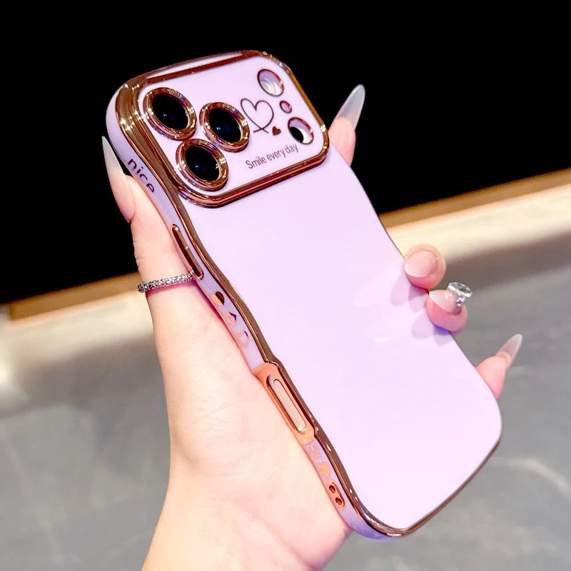 Electroplated Large Window Wave Design Protective Case For iPhone