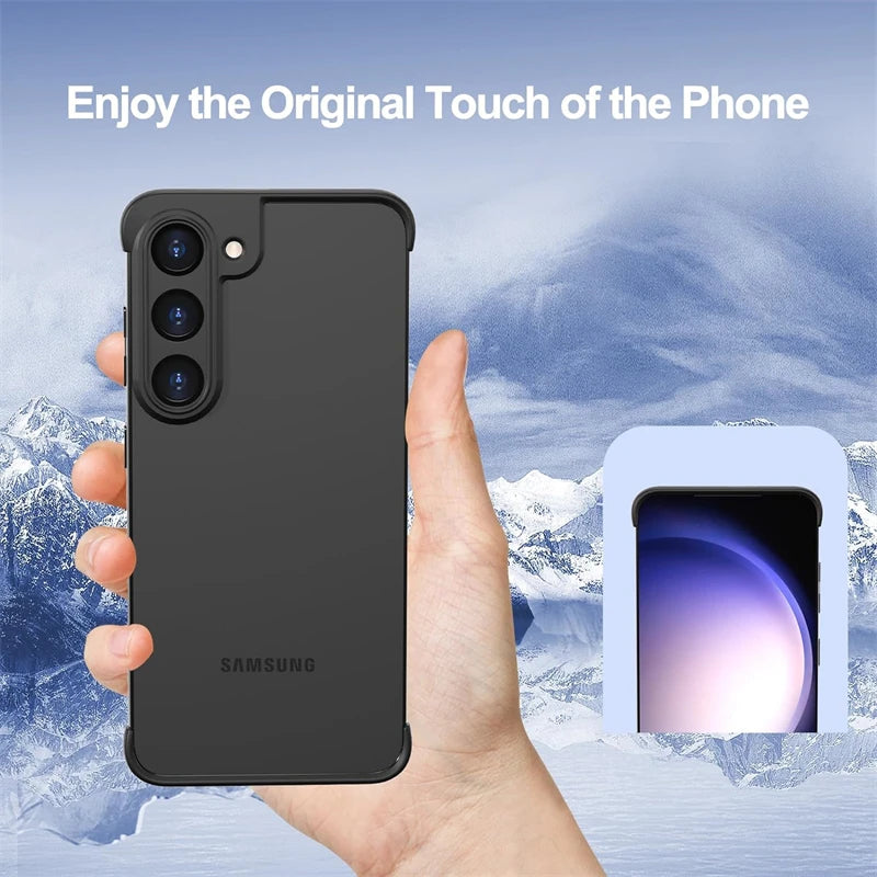 Lens protection frameless silicone protective case for Samsung