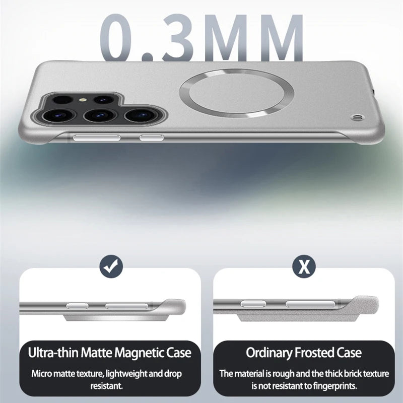 Matte metallic frameless PC hard shell phone case for Samsung