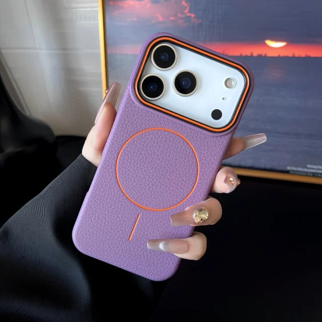 Luxury Litchi Texture Silicone Magsafe Magnetic Case For iPhone