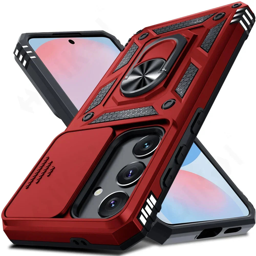 Sliding camera cover magnetic ring holder phone case suitable for Samsung