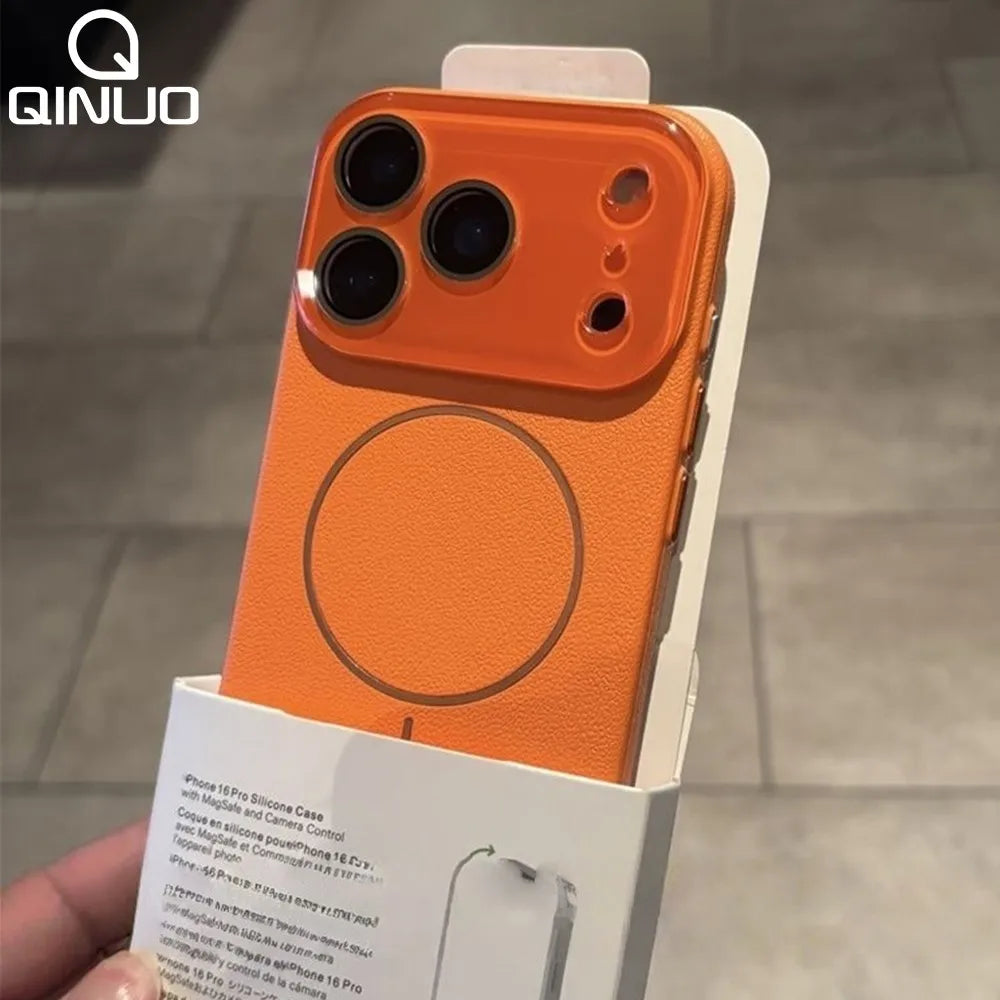 Lens-covering Vegan Leather Phone Case for iPhone