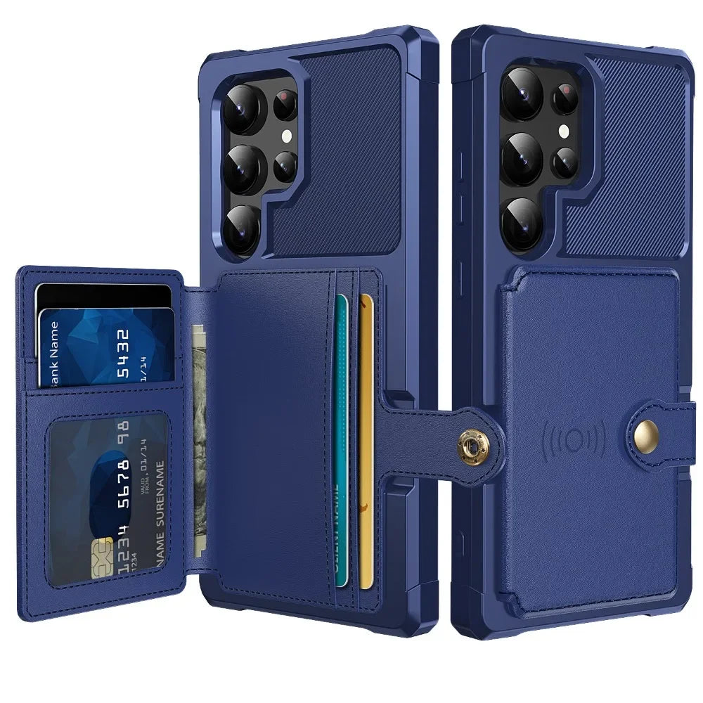 Card holder magnetic charging phone case suitable for Samsung