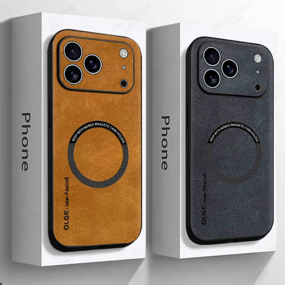 Luxury Leather Magnetic Phone Case For iPhone For Magsafe