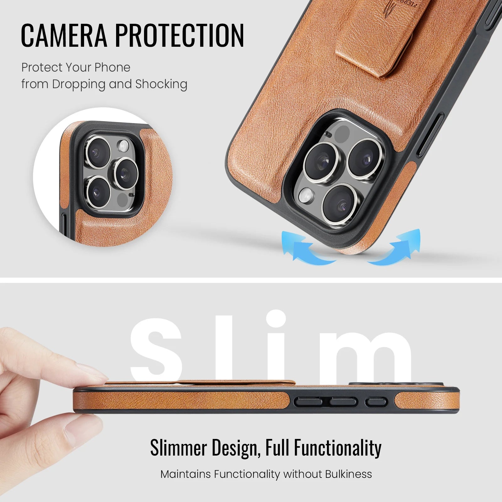 Leather+Soft Frame Cover Phone Case Finger Holder for IPhone