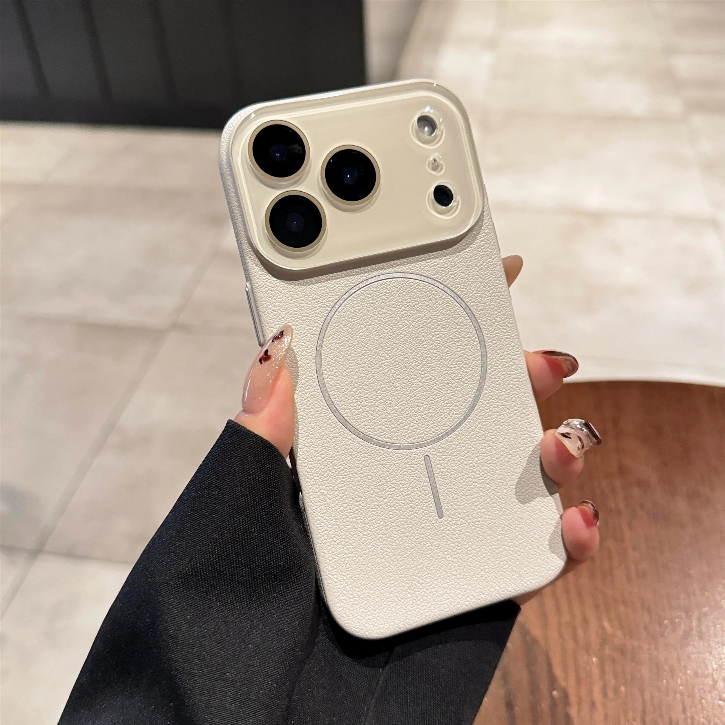 Lens-covering Vegan Leather Phone Case for iPhone