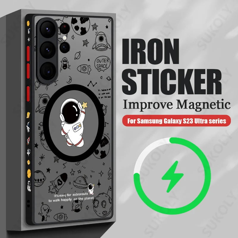 Magnetic Astronaut Pattern Phone Casefor Samsung