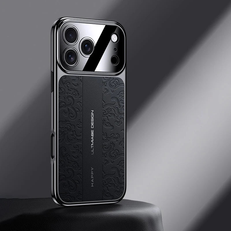 Leather Back Electroplated Soft TPU Cover Case For iPhone