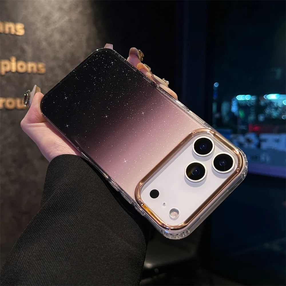 Bling Glitter Gradient Color Clear Case For iPhone