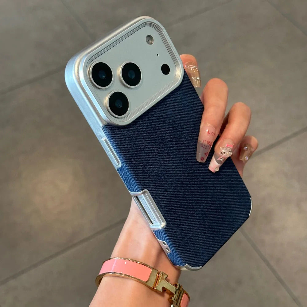 Luxury Jeans Fabric Soft Plating Case for iPhone