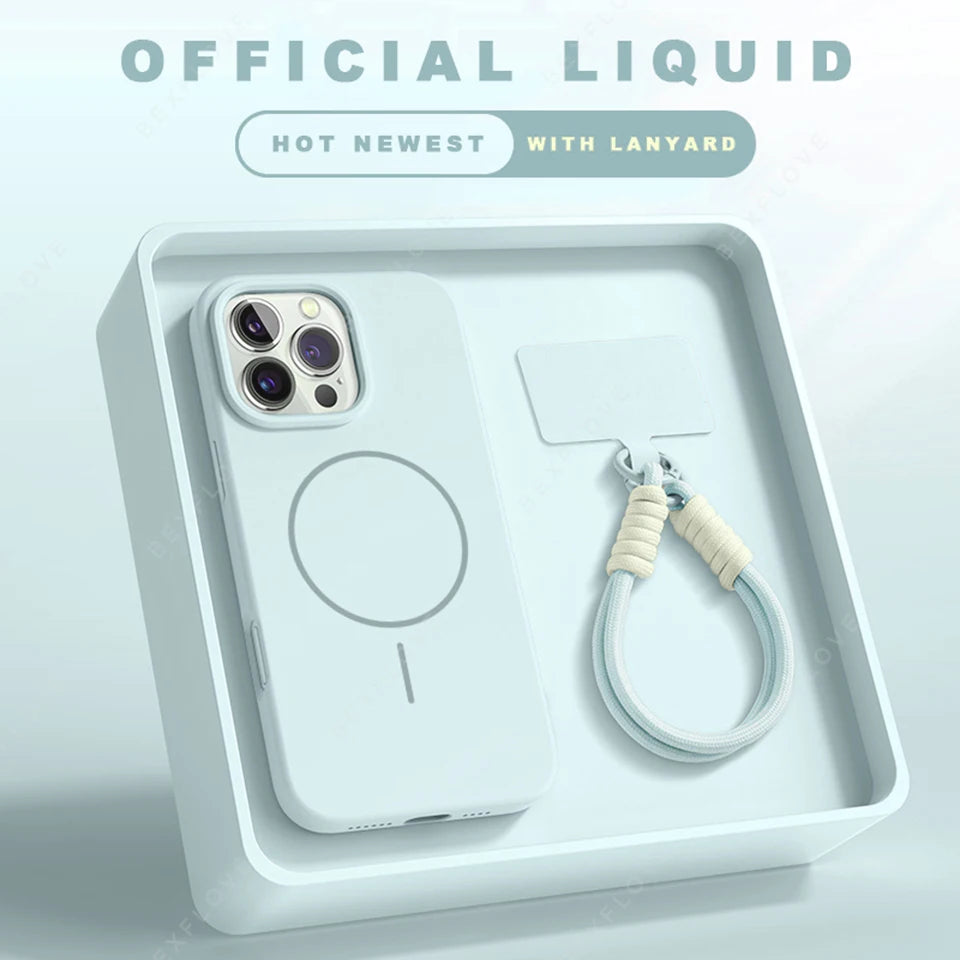 Silicone Lanyard Strap Magnetic Phone Case For iPhone