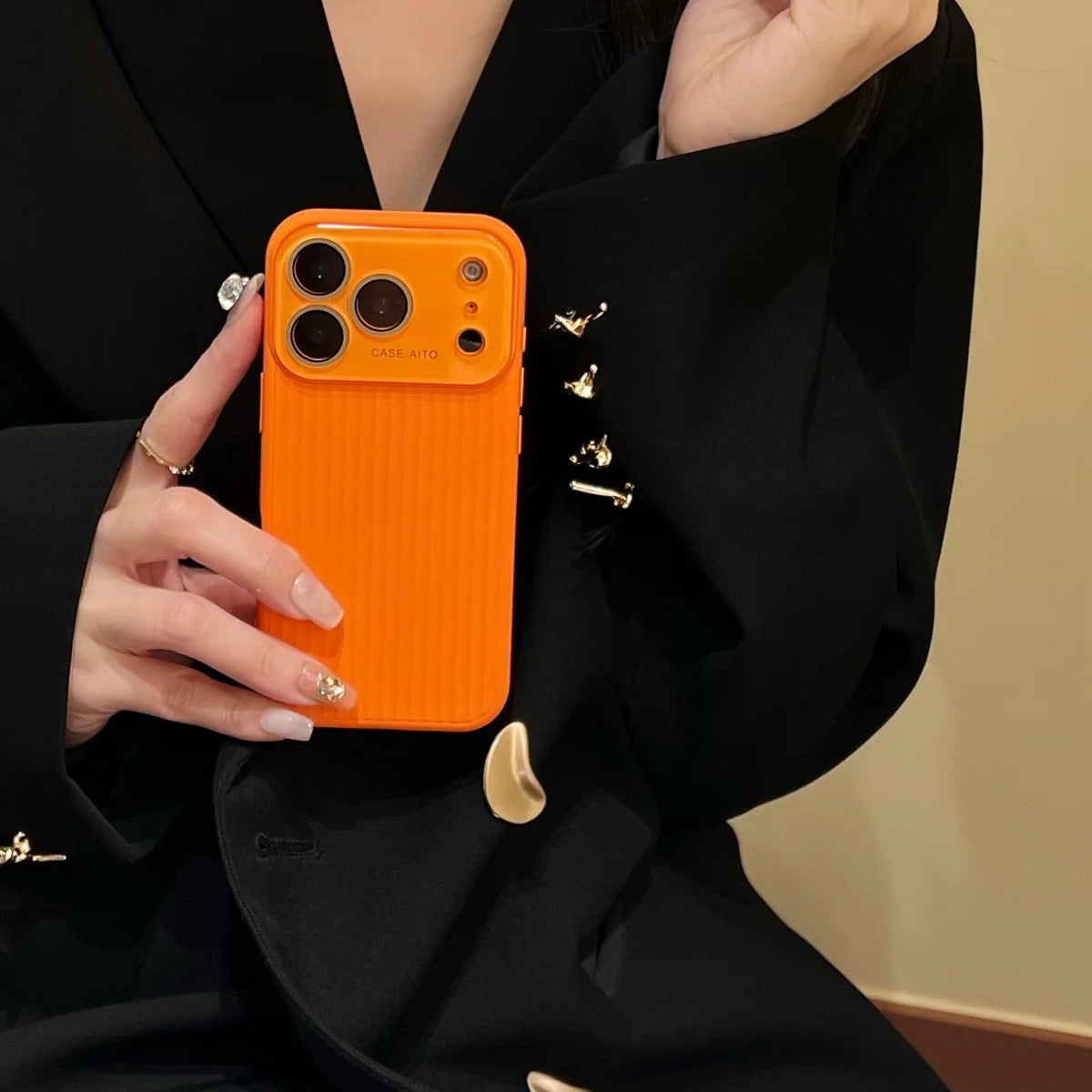 Luxury Stripes Corrugated Large Window Phone Case For iPhone